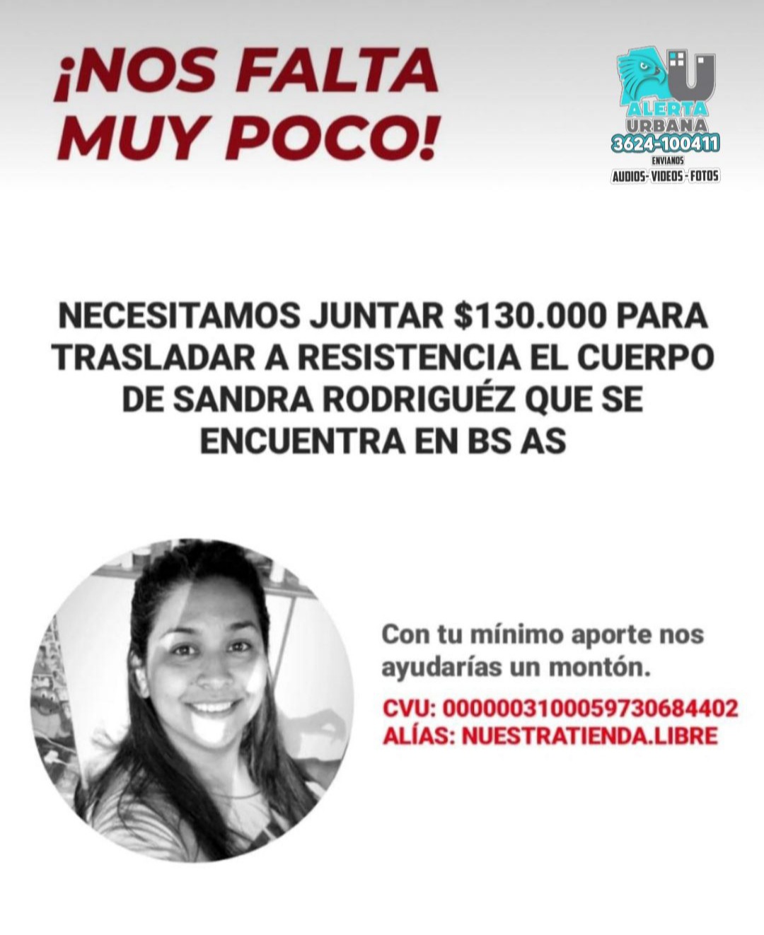 Campaña solidaria para trasladar los restos de Sandra Rodríguez