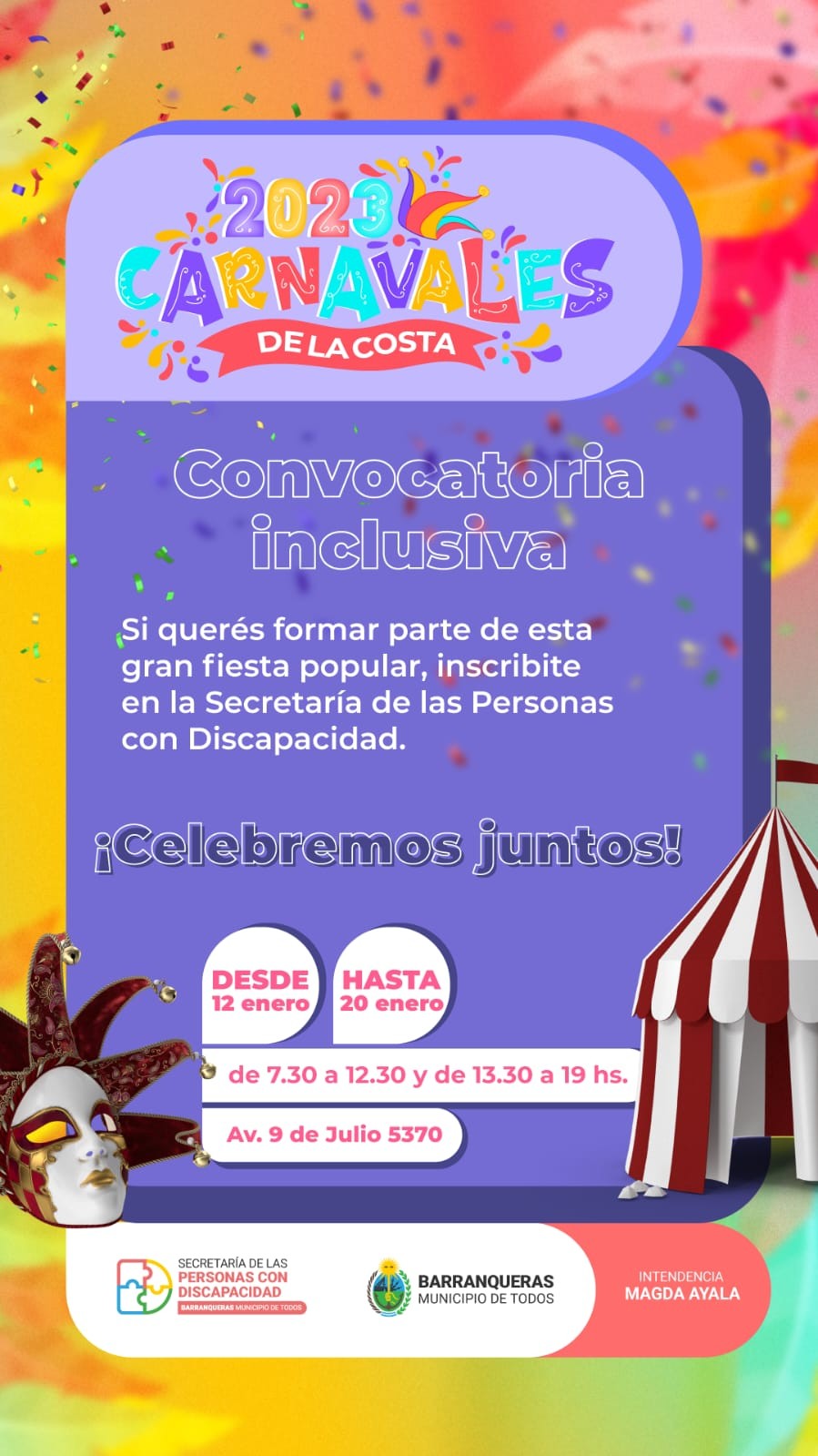 Barranqueras: te invita a sumarte a los carnavales de la costa 2023