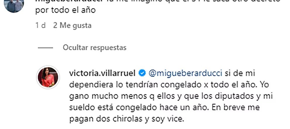  Villarruel y otra declaración polémica: “Gano dos chorilas y soy vice”