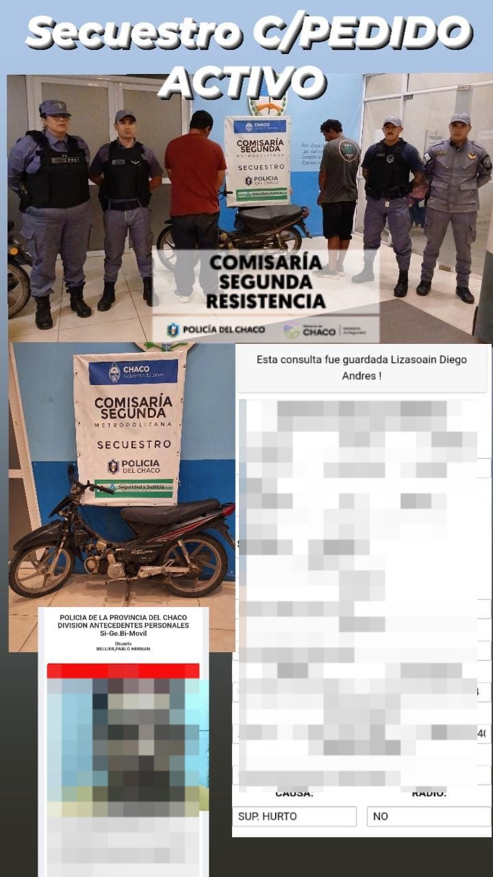 Resistencia: tenía pedido de captura y lo atraparon con una moto robada