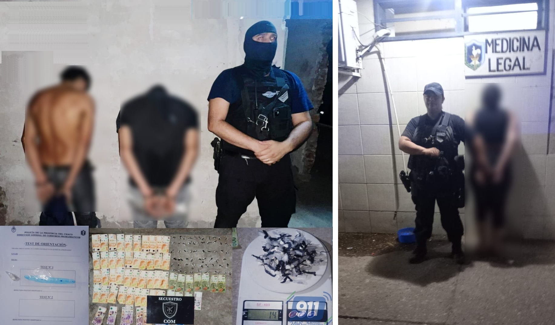 Tres detenidos en zona Sur con 65 bochitas de cocaína y dinero en efectivo