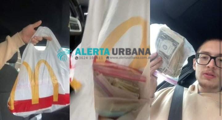 Insólito: un joven compró una hamburguesa en un local de comida rápida y al abrir la bolsa encontró US$5000