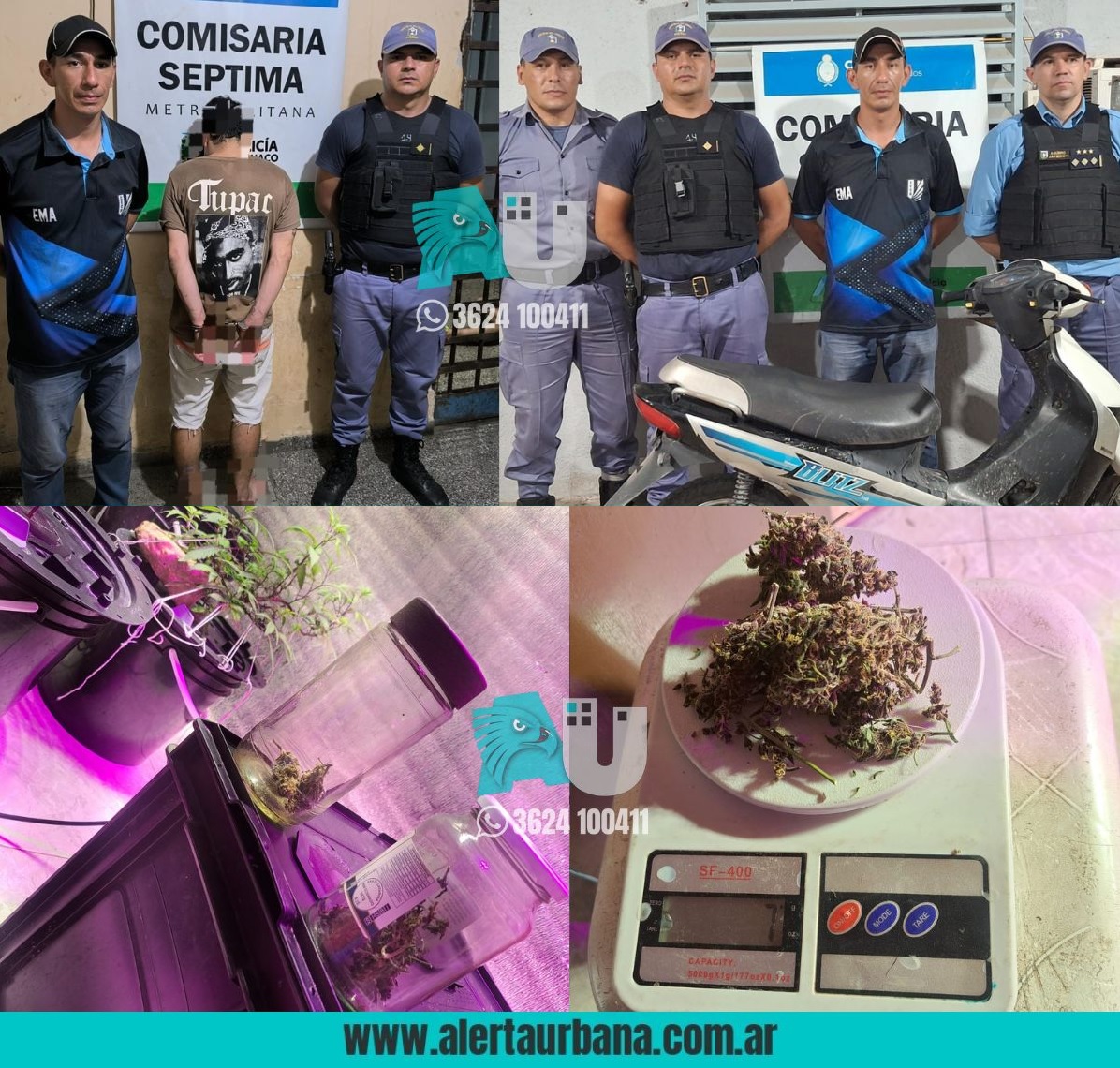 Lo buscaban por el robo de una moto en Barranqueras, pero le encontraron una plantación de marihuana