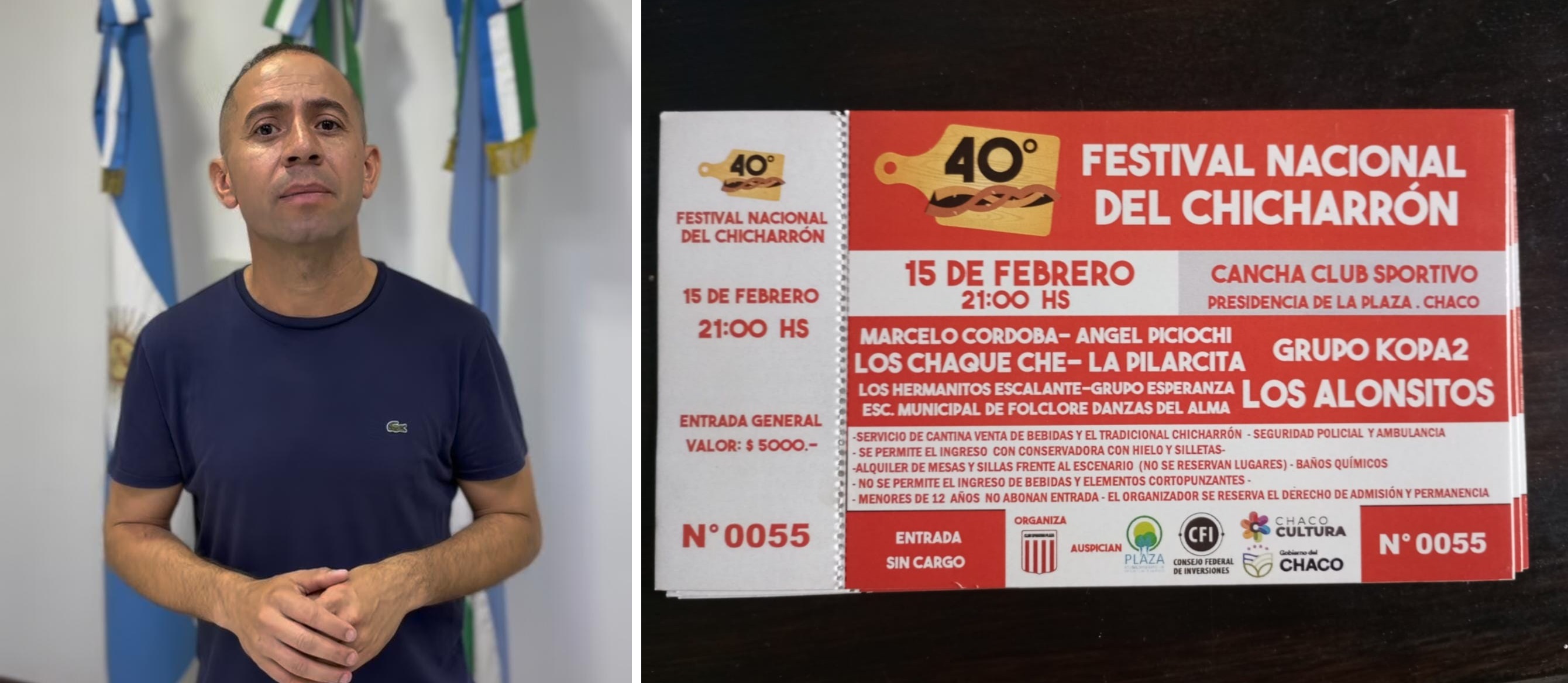 El intendente Bernachea invitó este sábado a la 40° edición del Festival Nacional del Chicharrón en Presidencia de la Plaza