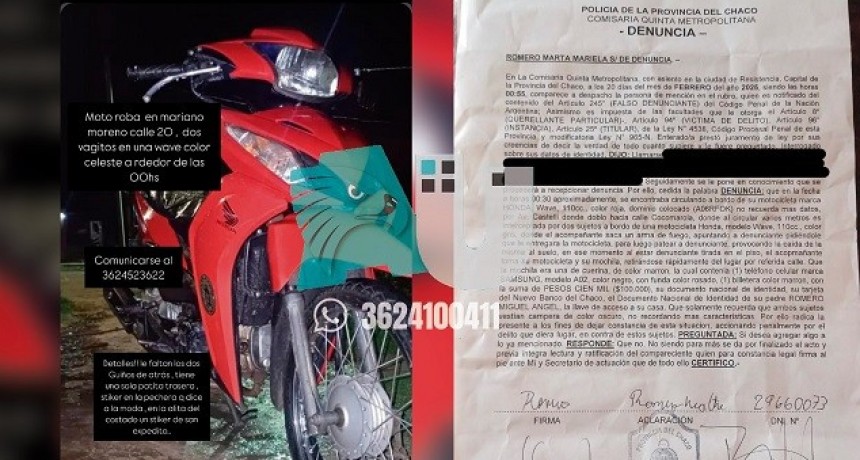 De una patada la arrojaron al piso para robarle la moto 