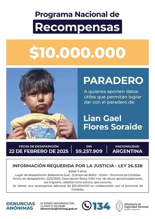Recompensa de $ 20 millones para obtener datos sobre Lian