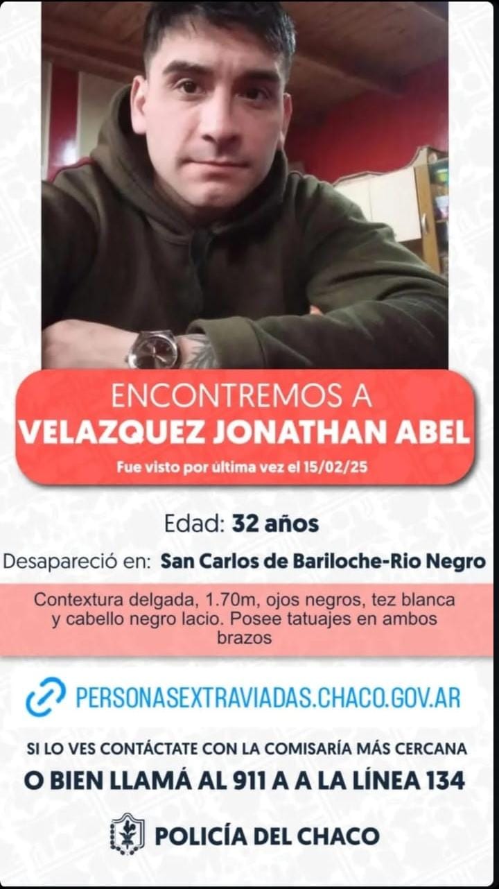 Desesperada búsqueda de chaqueño en Bariloche
