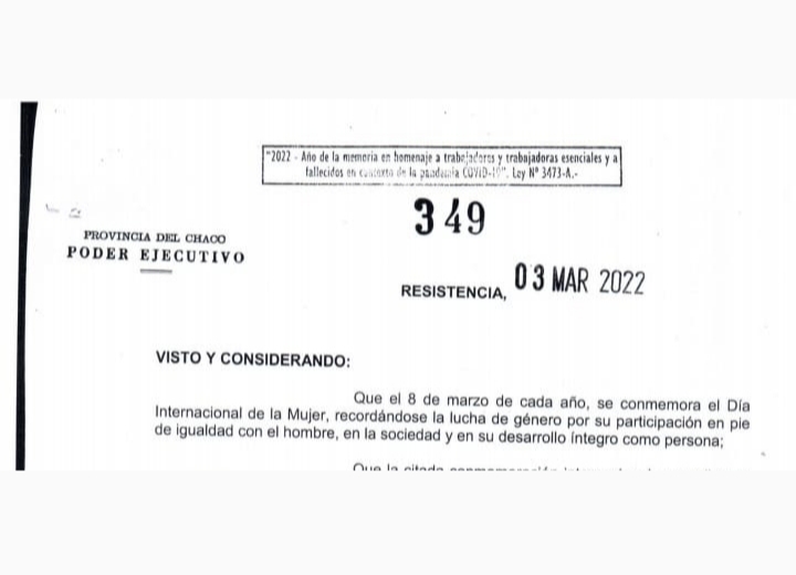 El gobierno del Chaco justifica la inasistencia de trabajadoras el día 8 de marzo