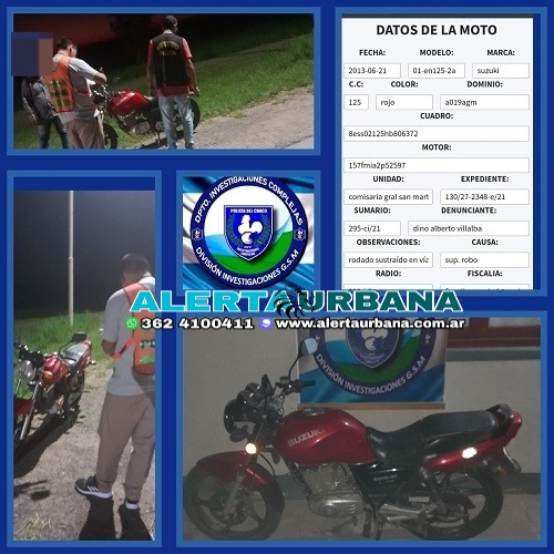 San Martín: efectivos policiales recuperaron una moto sustraída hace mas de un año