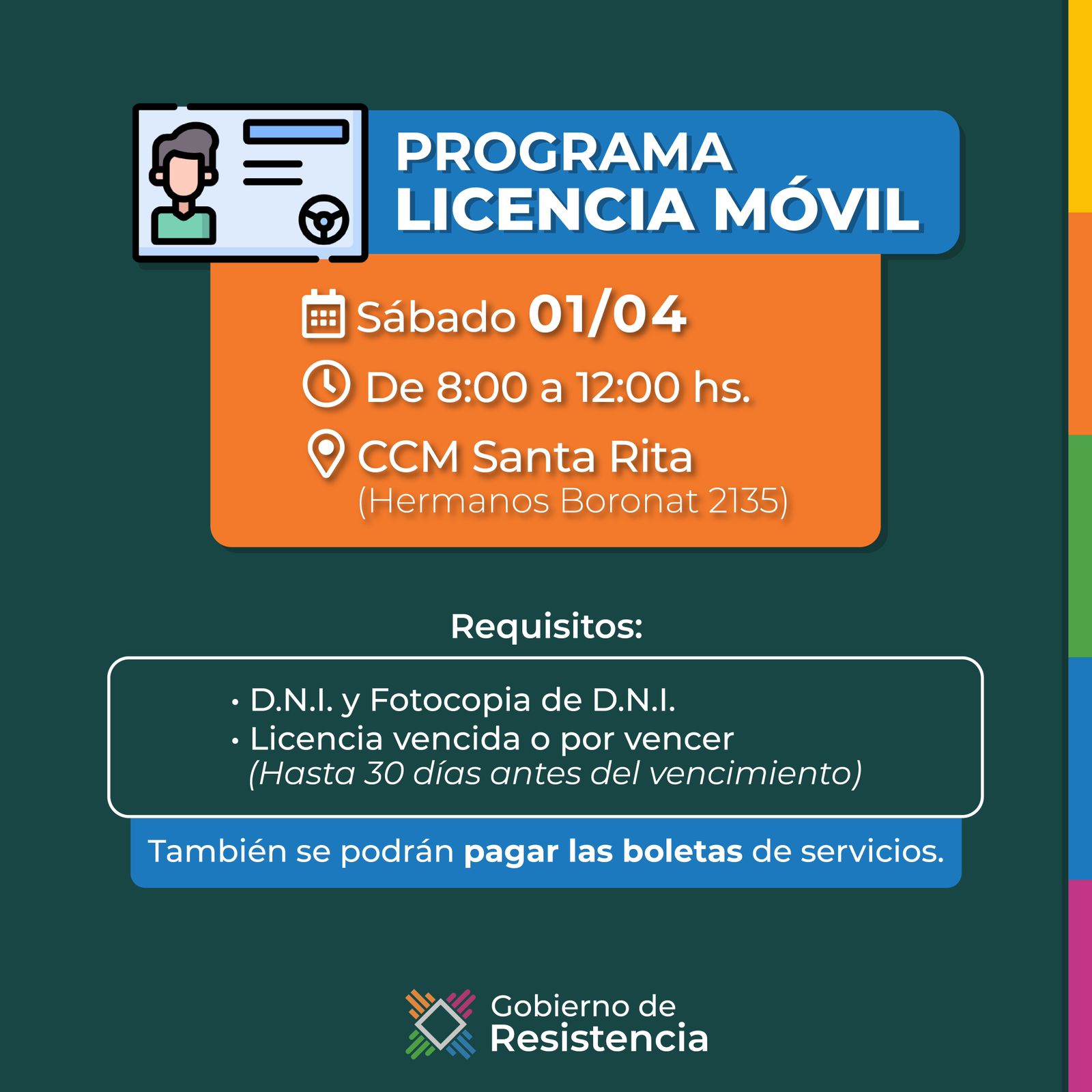 El programa Licencia móvil estará este sábado 01 de abril en el CCM Santa Rita
