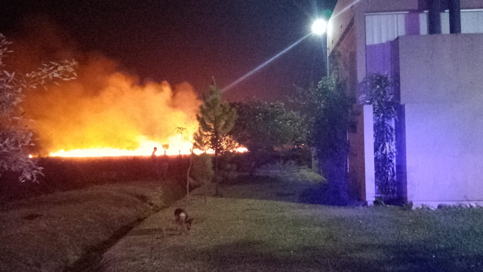 Irresponsables generan incendio de pastizales que quedó cerca de un barrio privado en Puerto Tirol