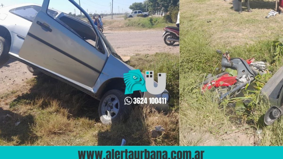 Colisión entre auto y moto en Resistencia deja a dos menores heridos, uno de ellos grave