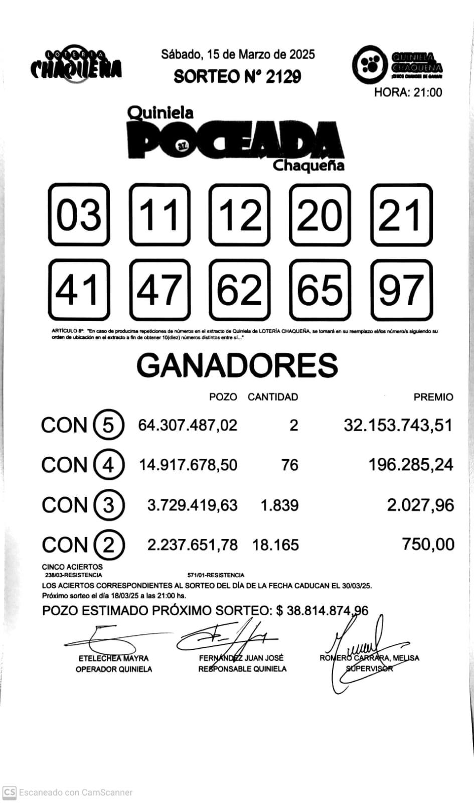 Dos apostadores felices el sábado por ganar la Poceada