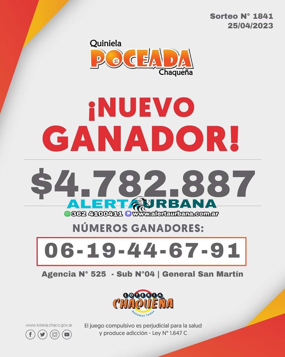 Poceada Chaque a un apostador se llev m s de 4.000.000