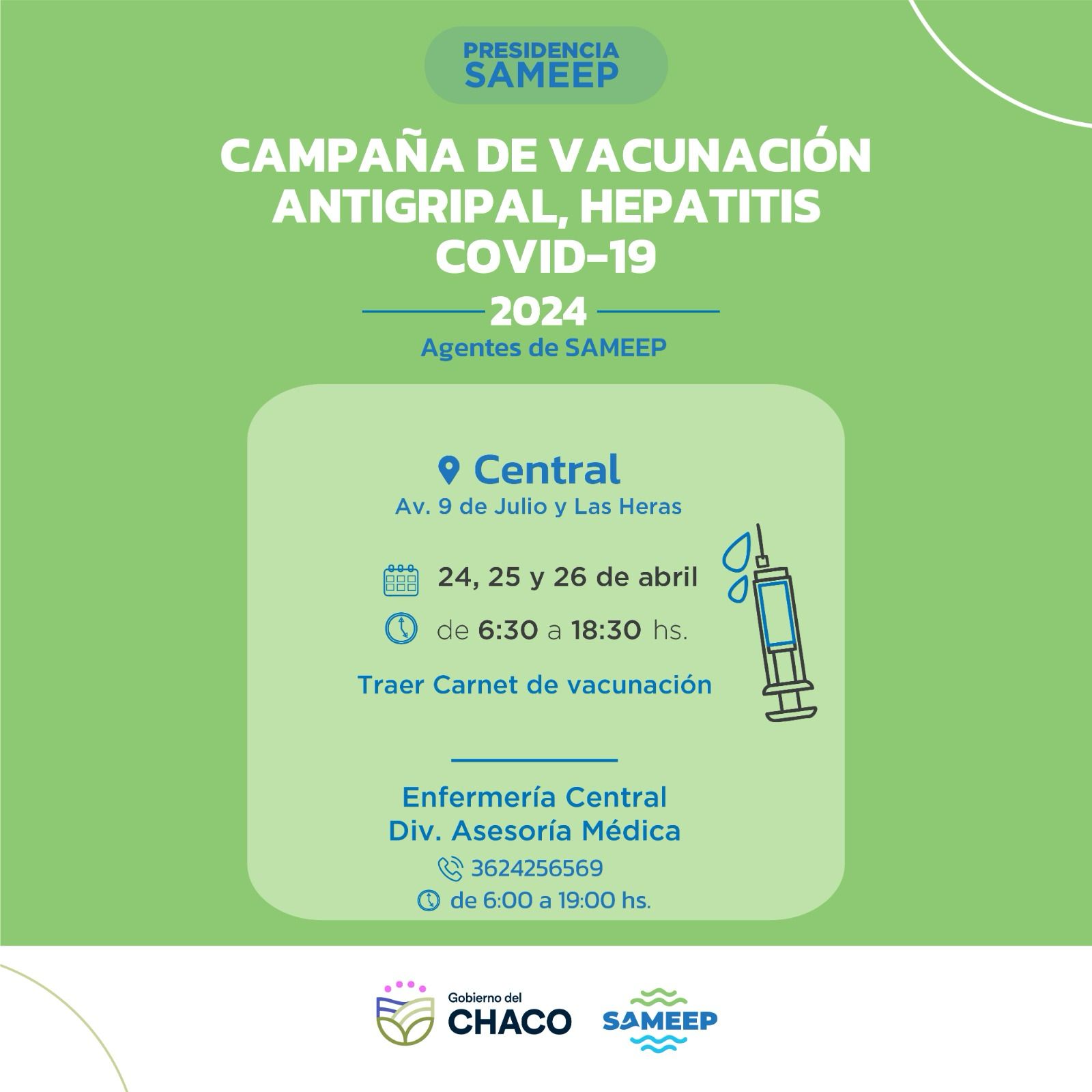 Campaña antigripal 2024: Sameep pone a disposición de sus agentes postas de vacunación 