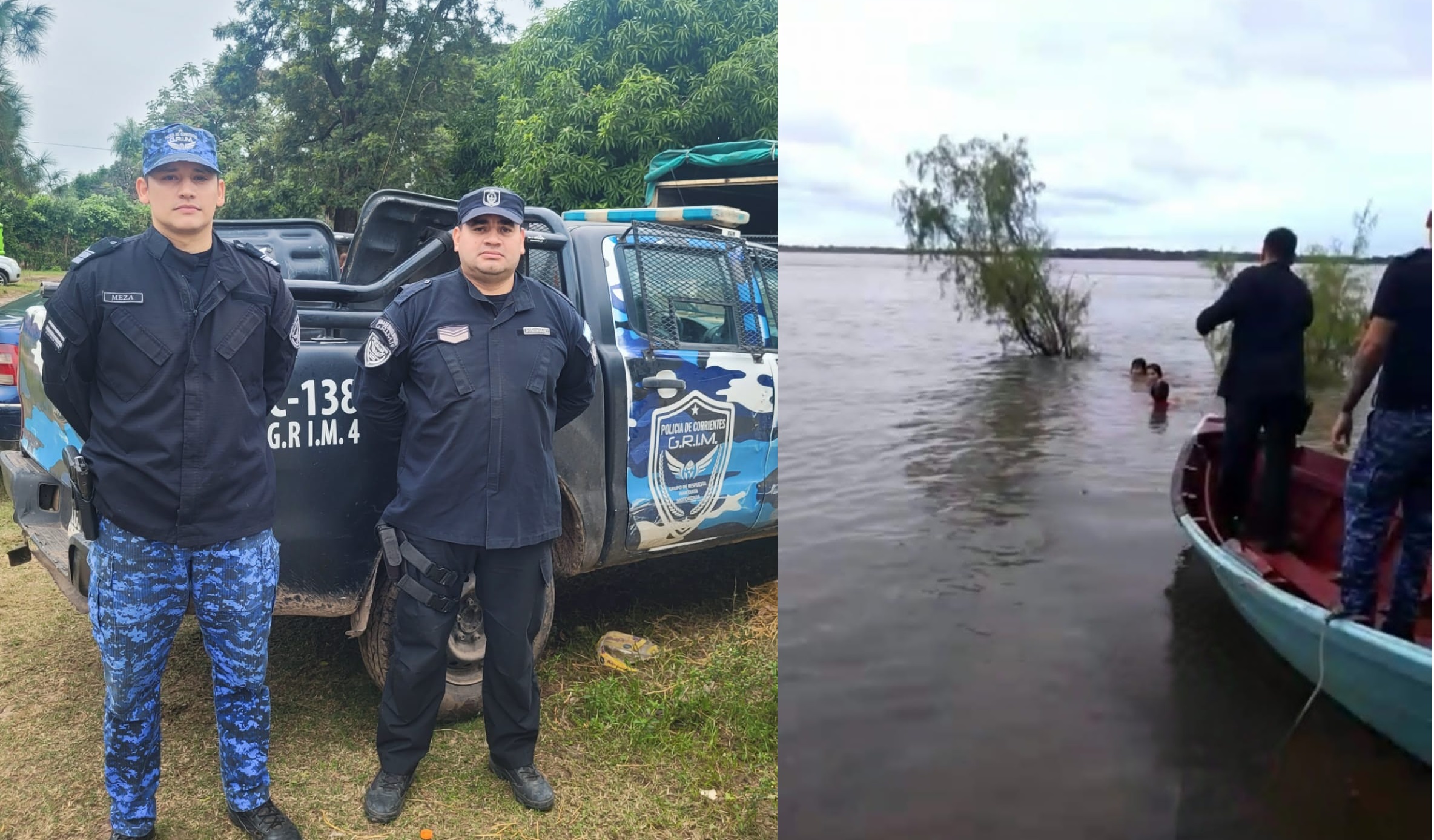 Corrientes: policías salvaron a tres mujeres de morir ahogadas en el Paraná