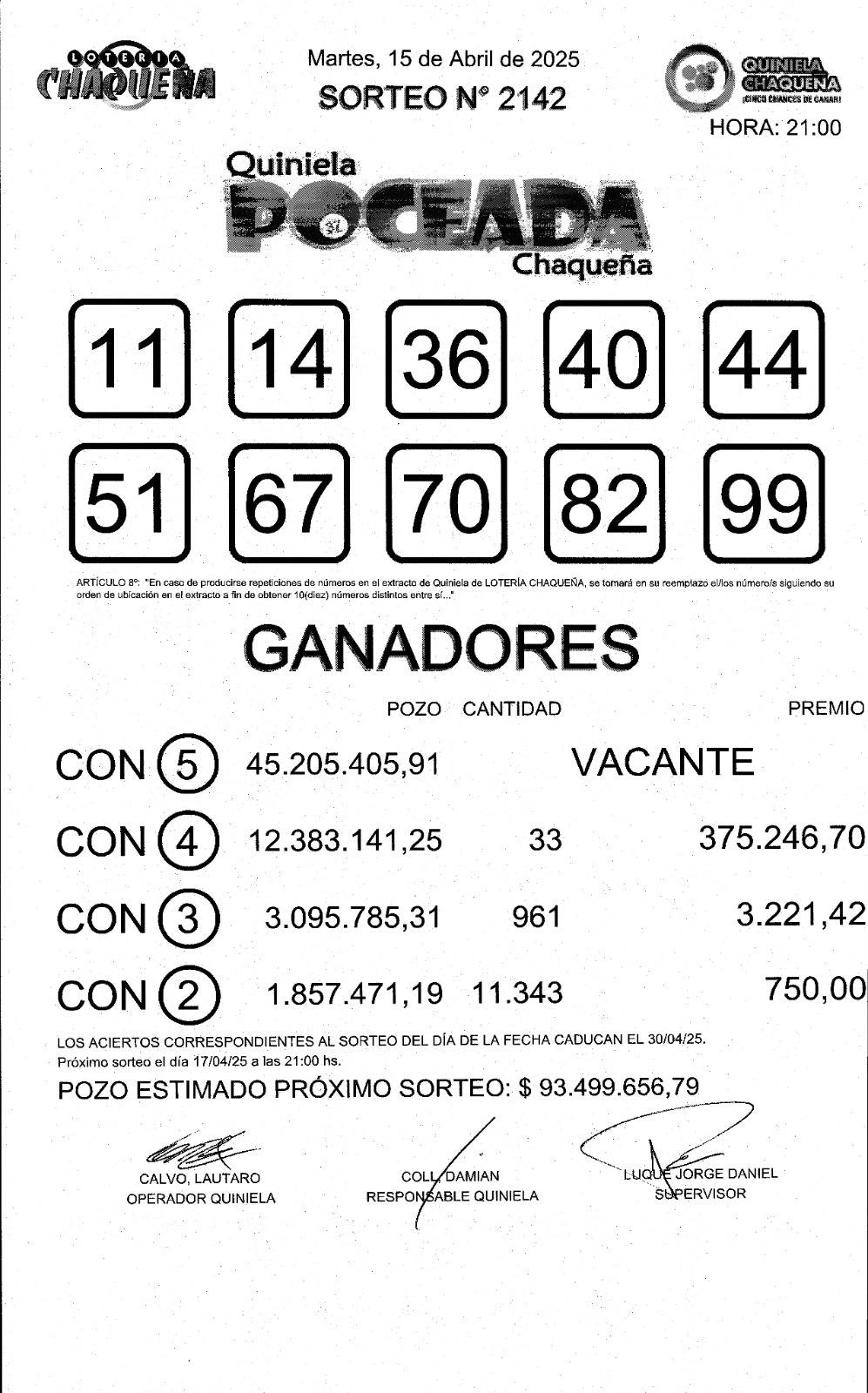 Martes de Poceada vacante: al menos $ 93 millones sortearán el jueves