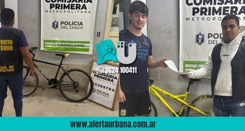 La policía recuperó bicicletas robadas y que dos sospechosos trataban de venderlas 
