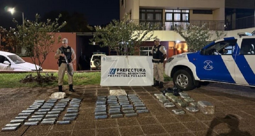 Prefectura impidió el ingreso de un cargamento millonario de marihuana en Misiones