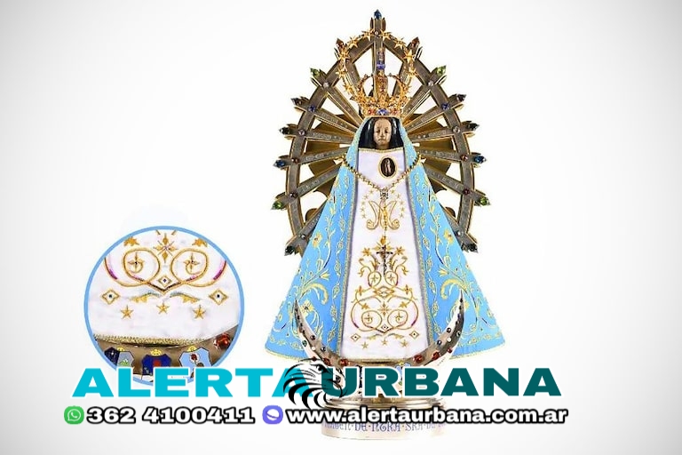 El nuevo manto de la Virgen de Luján con las tres estrellas de la Selección Argentina