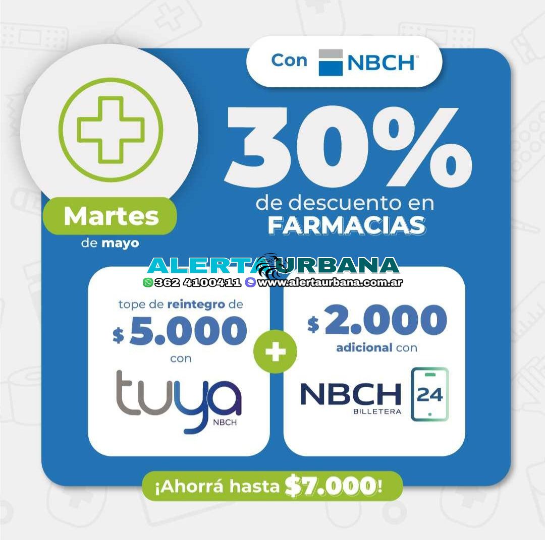 Hoy y mañana, los días para ahorrar en farmacias y supermercados con tarjeta Tuya y Billetera NBCH24