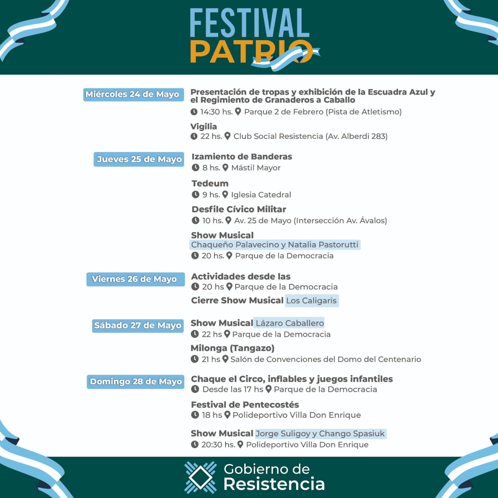 Festival Patrio: El Chaqueño Palavecino, Natalia Pastorutti y Los Caligaris llegan a Resistencia para el finde XXL