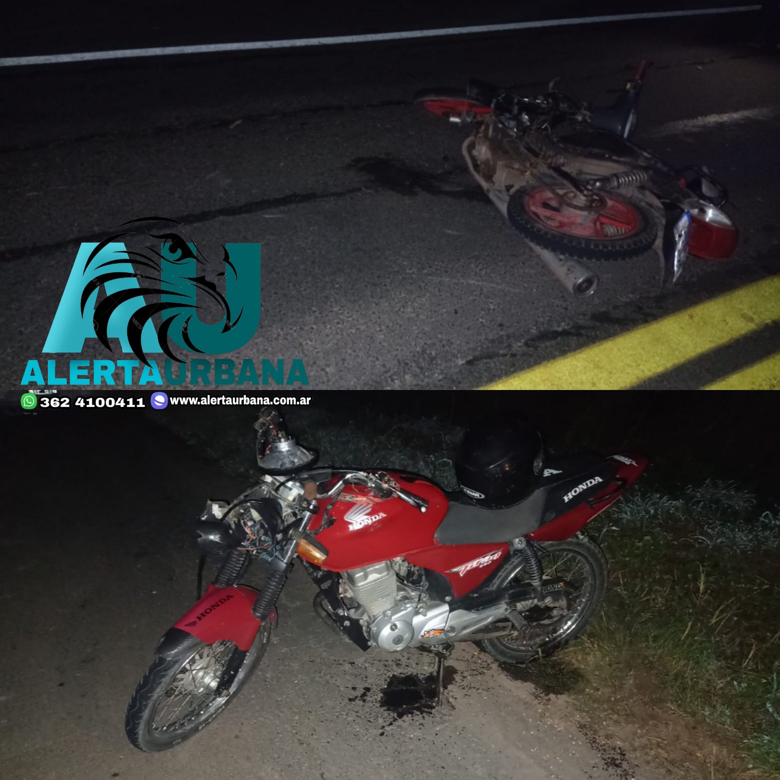 Sáenz Peña: dos motociclistas lesionados tras chocar entre sí