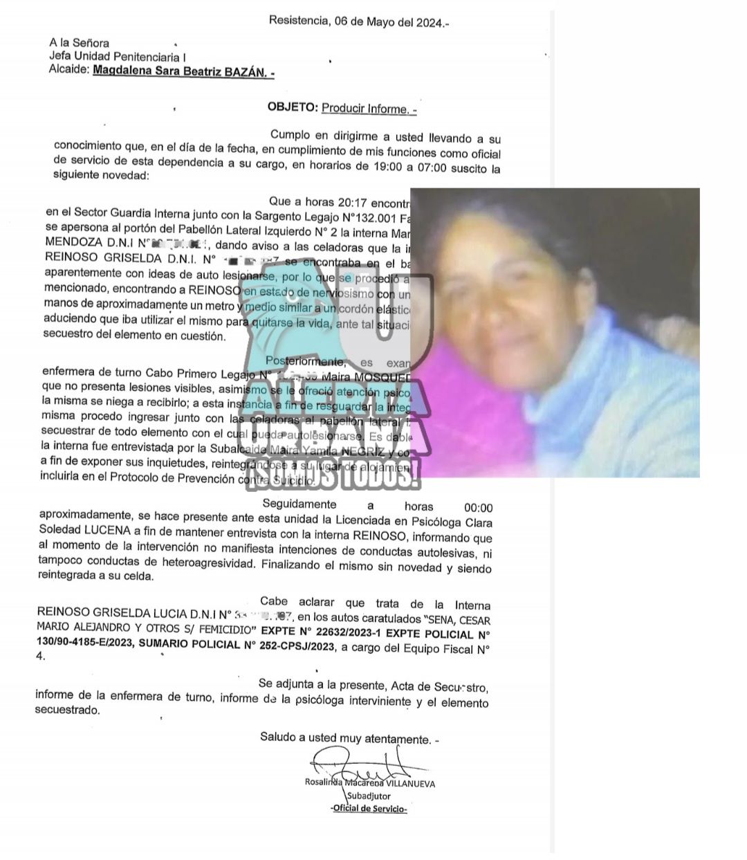 EXCLUSIVO ALERTA URBANA - FEMICIDIO DE CECILIA: Primer intento de suicidio de uno de los detenidos