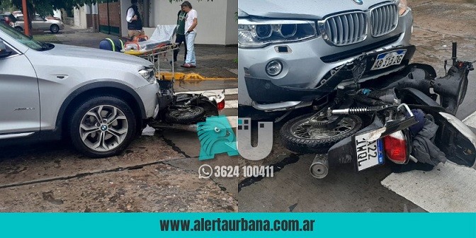 Un motociclista resultó herido tras chocar con un BMW en el centro de Resistencia