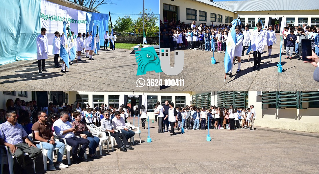 El municipio de Makallé acompañó restitución del mástil y bendición de la bandera en la Escuela 34