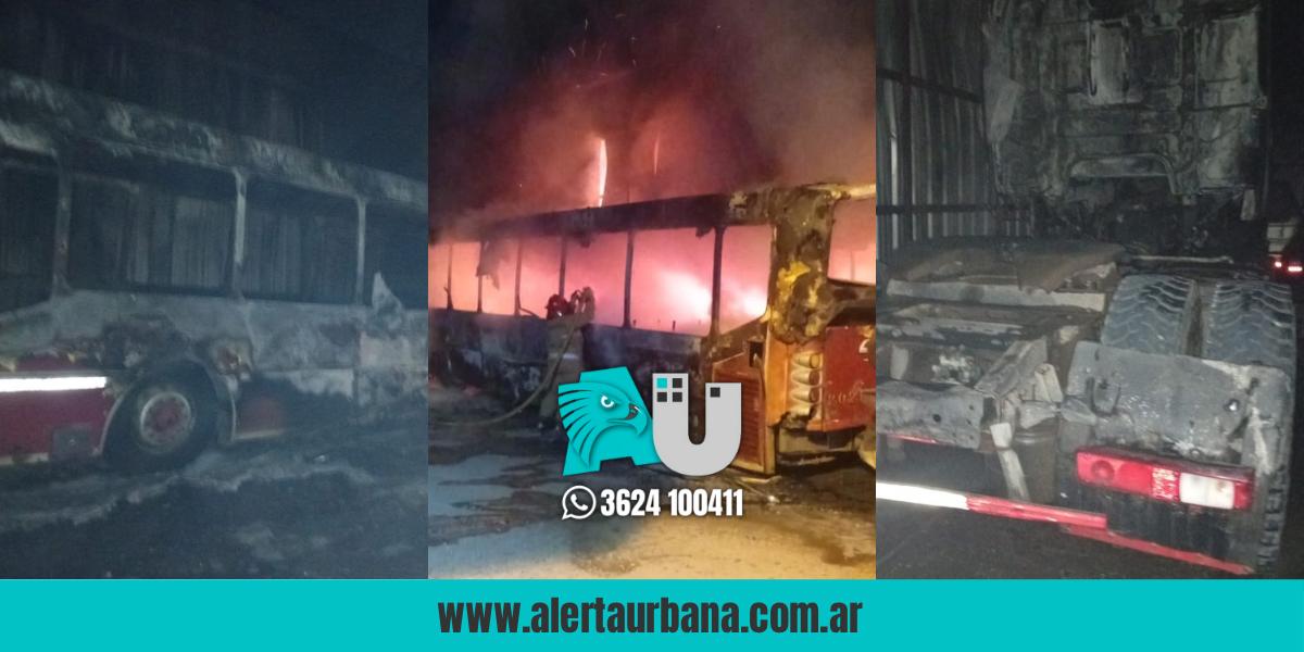 Se incendiaron un colectivo y un camión en un galpón de Gardel y colectora