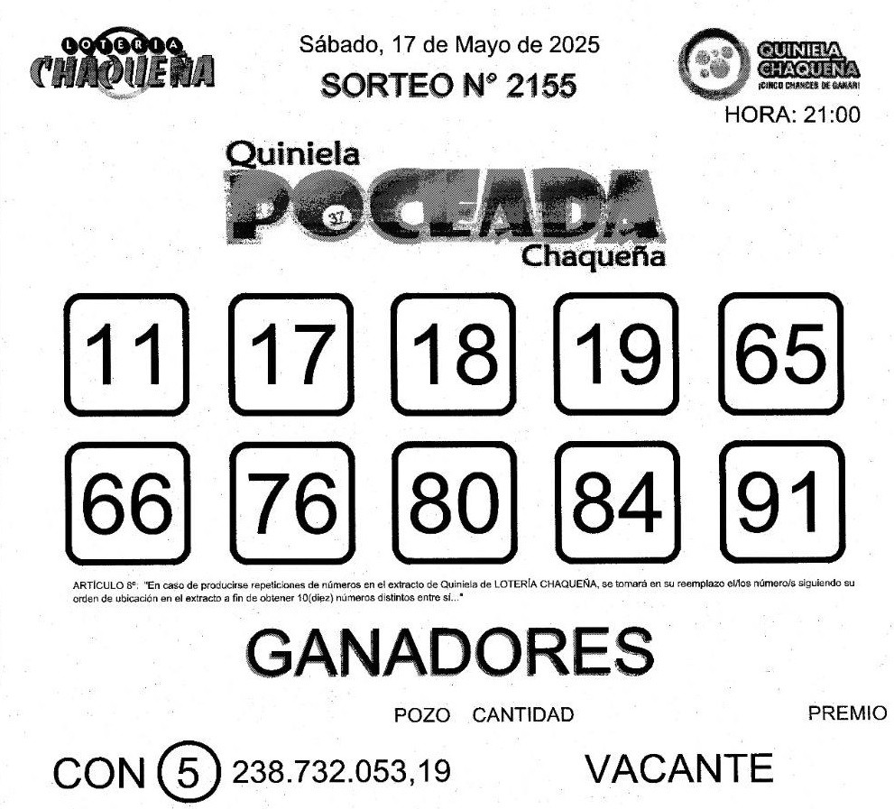 La Poceada volvió a quedar vacante y el próximo premio supera los $351 millones 
