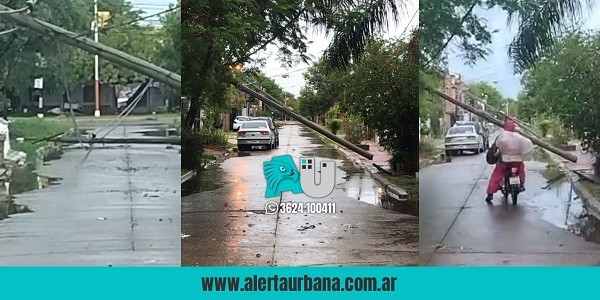 Resistencia: Por la tormenta cayeron todos los postes de una cuadra en el Villa Don Enrique