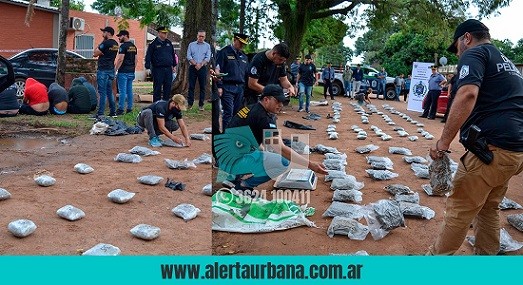 Corrientes: persecución policial detuvo al que transportaba 72 kilos de marihuana