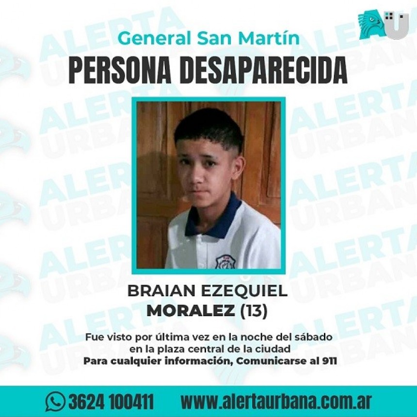 Activan protocolo de búsqueda para un chico de 13 años en San Martín