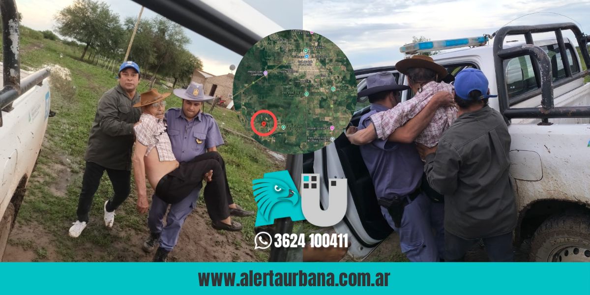 Pese los caminos intransitables, la Policía rescató a vecino de Colonia Costa Guaycurú que necesitaba asistencia médica