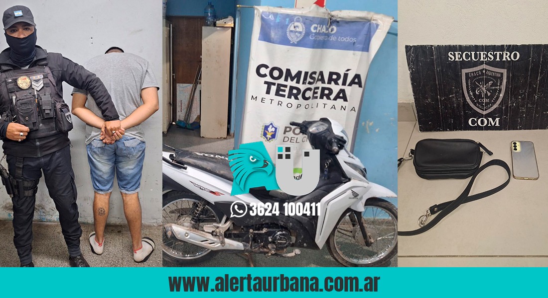 Motochorros le robaron la cartera a una joven y terminaron detenidos tras una persecución