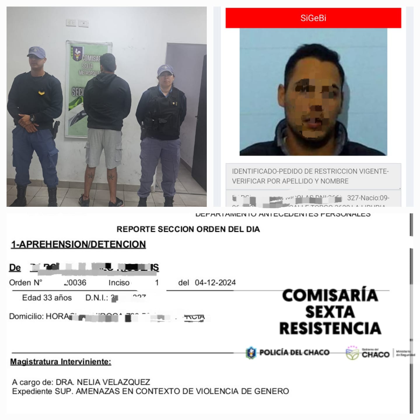 Atacó a golpes a su ex pareja y a su hijo, y los amenazó de muerte en Resistencia: está detenido 