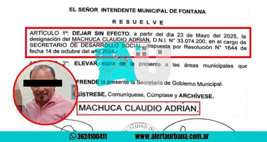 Fontana: echan a funcionario porno