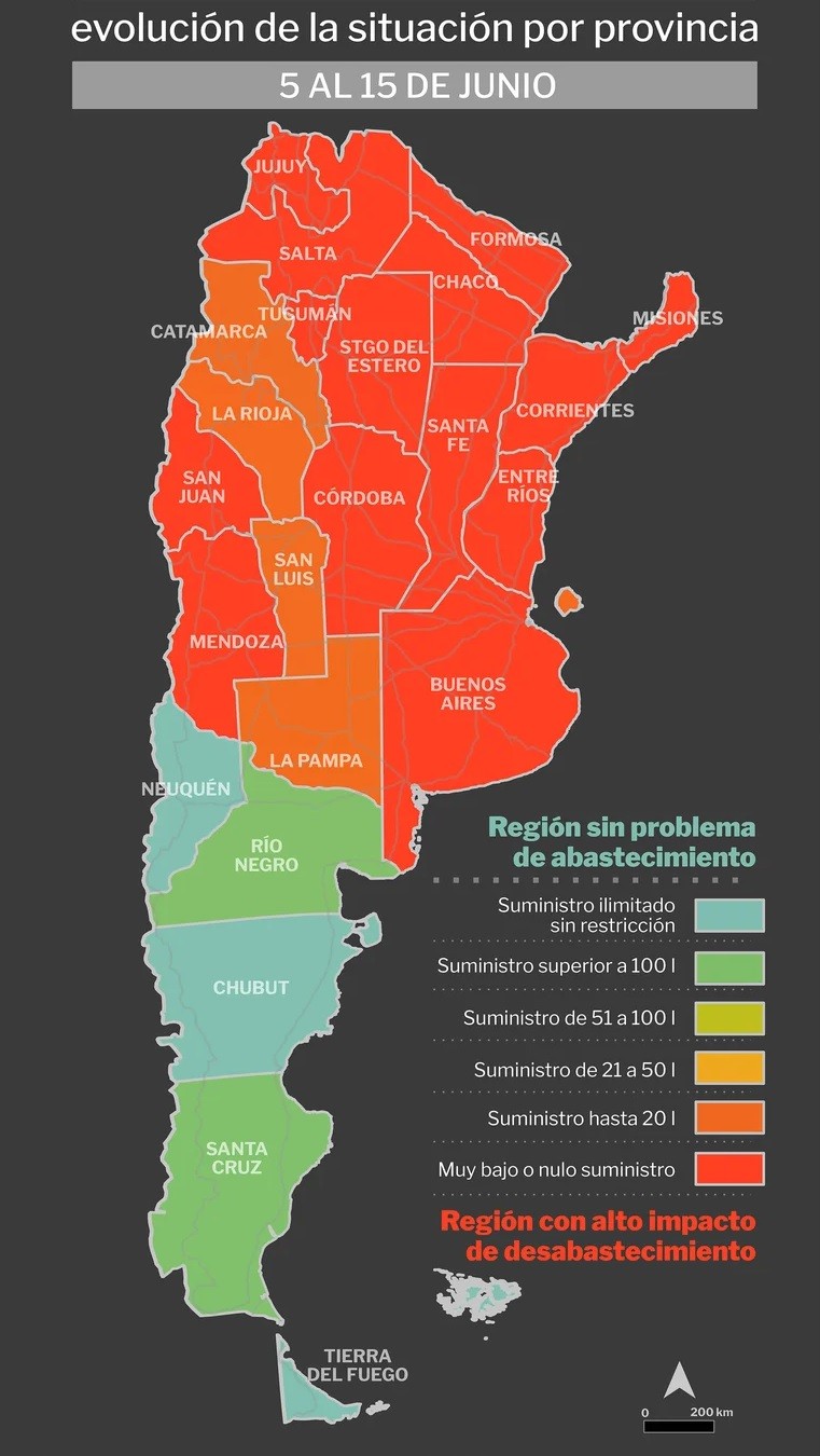 Falta de gasoil: la crisis llegó a la Patagonia y ya son 21 las provincias con problemas de abastecimiento