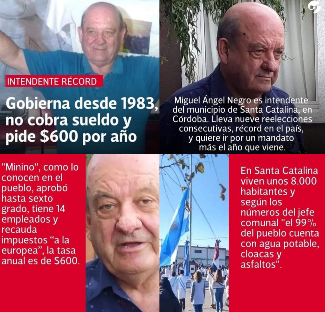 Intendencia récord en Córdoba: gobierna desde hace 40 años y no cobra sueldo