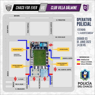 Torneo Primera  Nacional-271 efectivos policiales serán afectados: esta tarde For Ever recibe a Club Villa Dalmine 