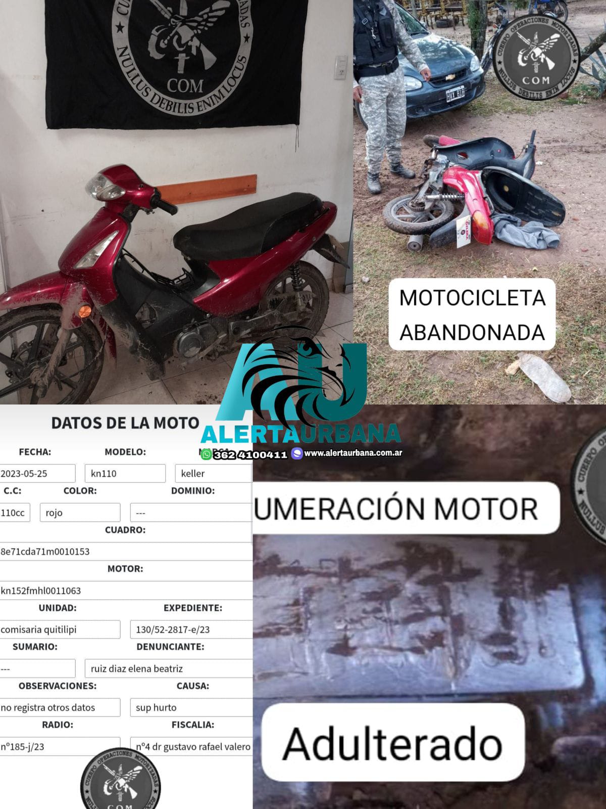Sáenz Peña: recuperaron una motocicleta que era buscada hace 11 dias