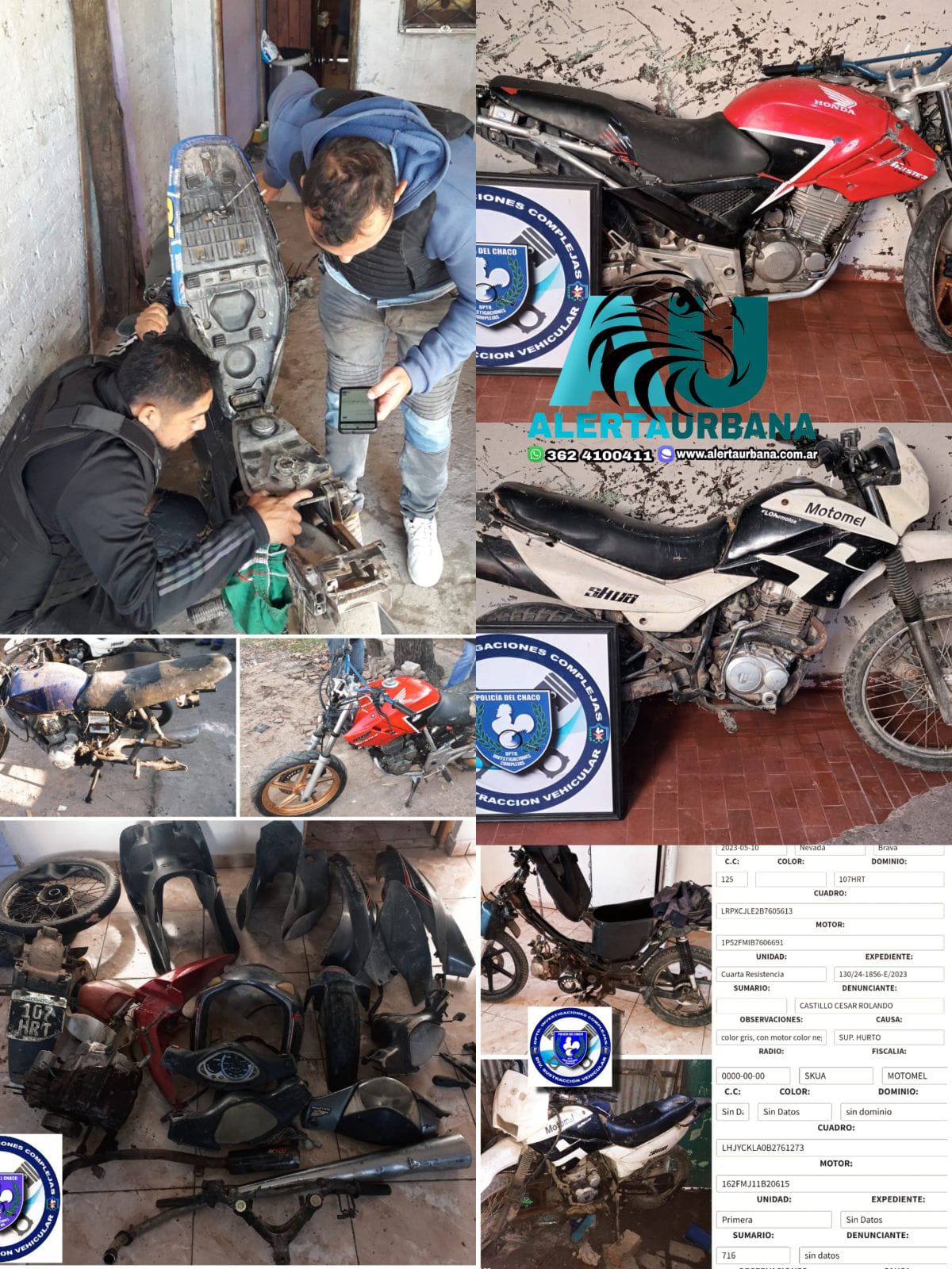 Resistencia: Descubrieron un desarmadero de motos ilegal