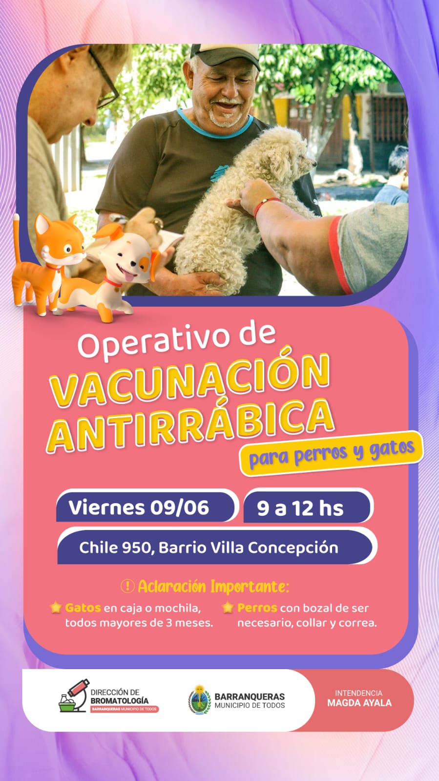 Barranqueras: Operativo de Vacunación Antirrábica este viernes en el Barrio Villa Concepción