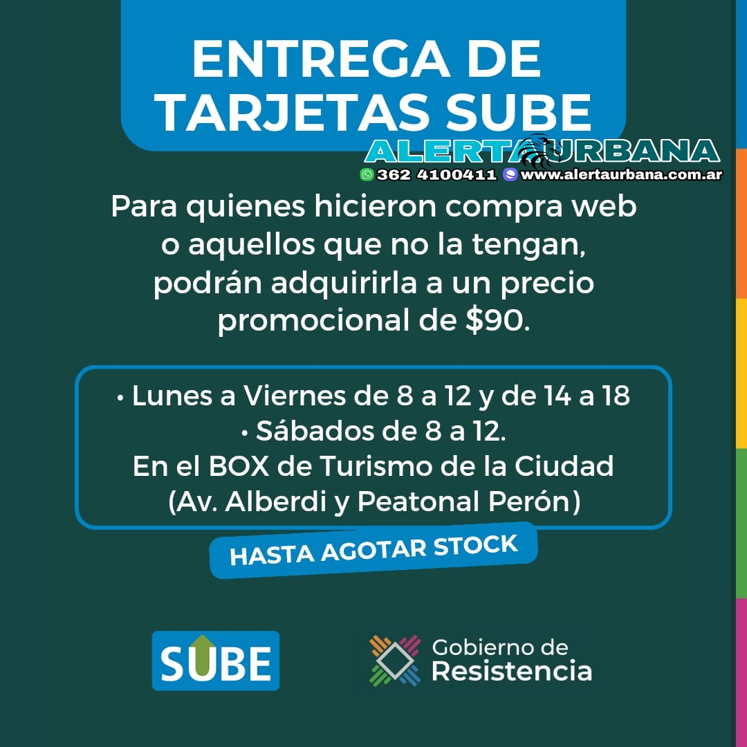 Resistencia entrega tarjetas SUBE en el box de Turismo ubicado en