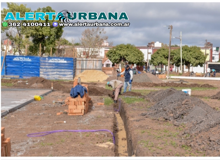 Avanza la construcción de la plaza del barrio 150 Viviendas en Fontana
