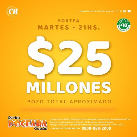 Martes de sorteo: La Poceada pone hoy en juego 25 millones de pesos