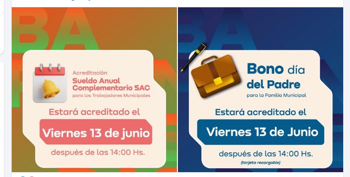 ¡Sorpresa!: El municipio de Barranqueras pagará hoy un bono por el Día del Padre 