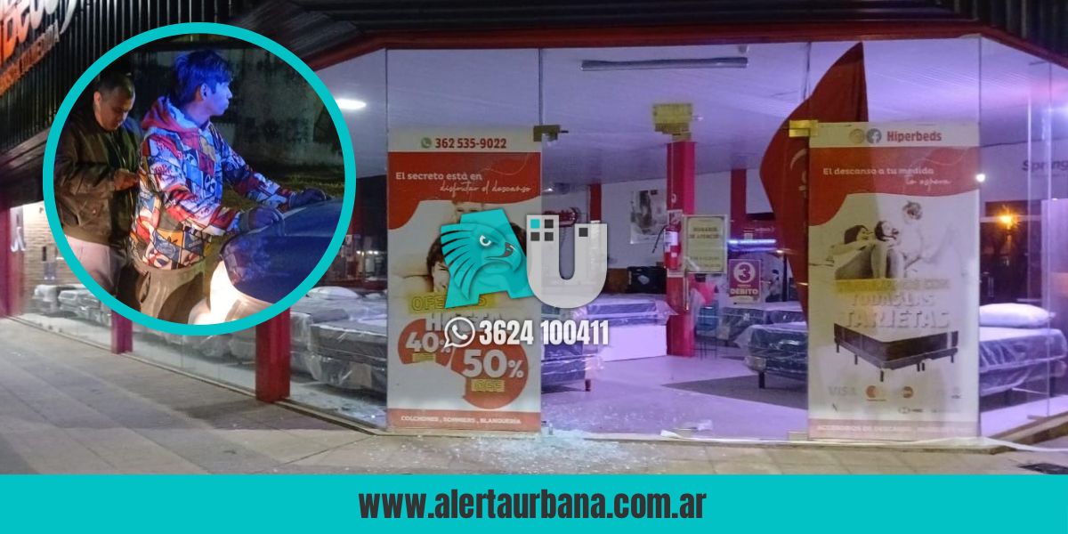 Rompió la vidriera de un local en Villa Río Negro, pero no pudo robar nada y terminó preso